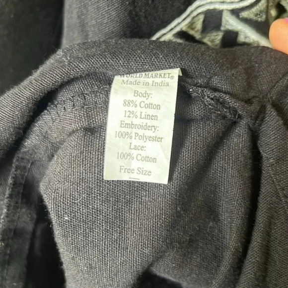 World Market Black Aztec Embroidered Fringe Open Front Cardigan Free Size - Picture 2 of 8